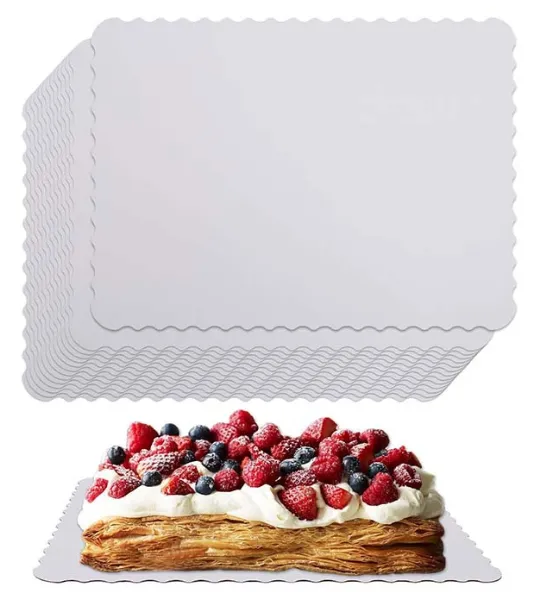 FSC 3 mm-es téglalap alakú, hullámos él, 10* 14{3}} hüvelykes tortatábla, tortalap Élelmiszer-minőségű elefántcsont karton Fbb papír